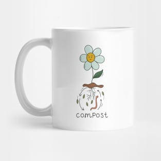 Flower in pile of ground, Composting process Mug